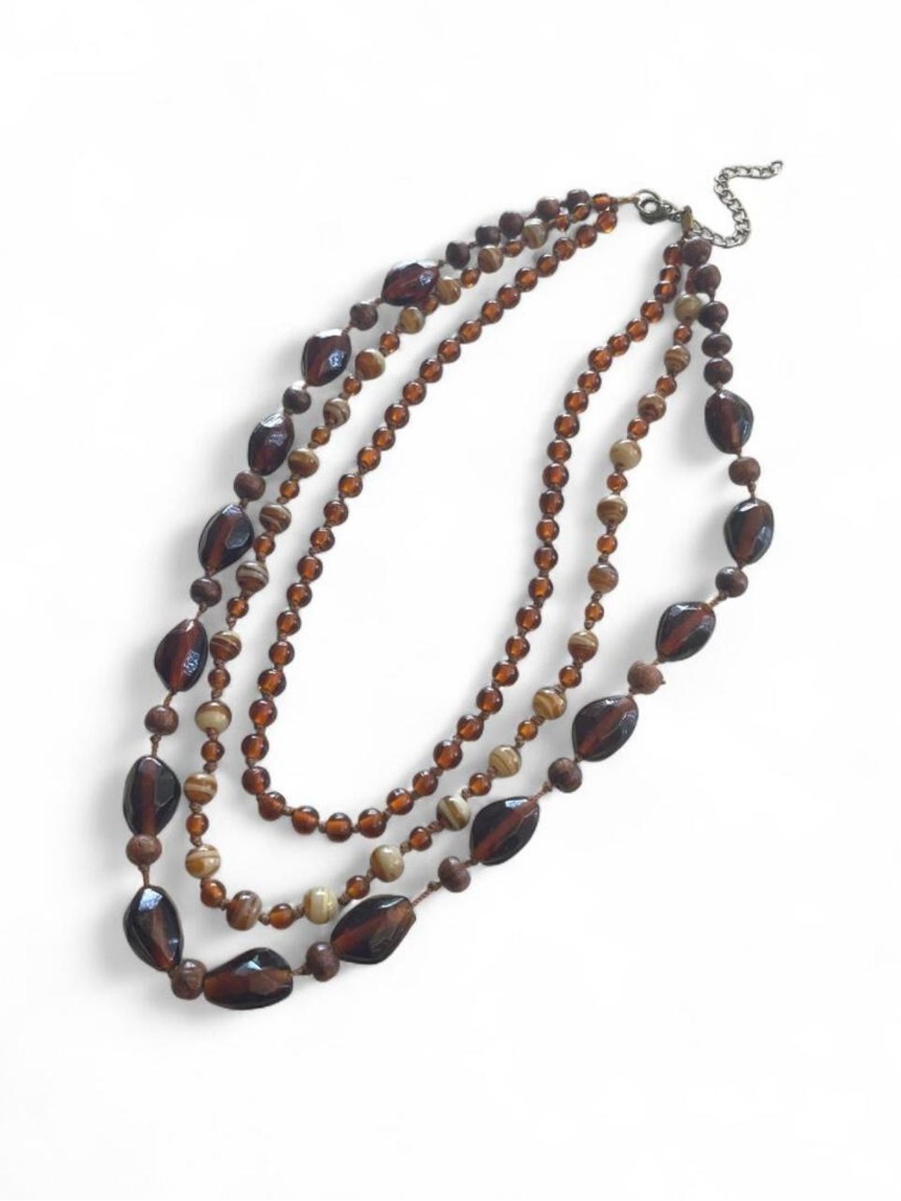 Multistrand Brown Glass Beaded Necklace
